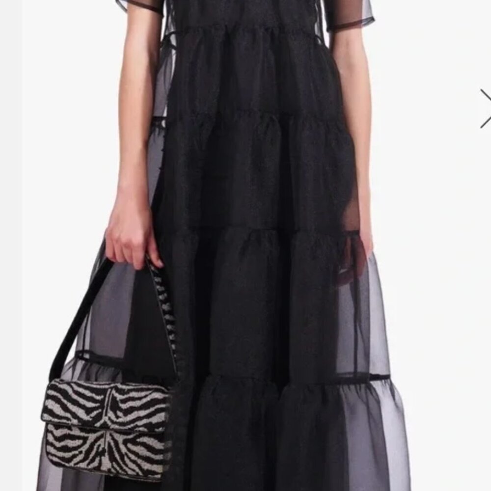Staud Hyacinth Tiered Organza Overlay Maxi A-Line 2 Piece Dress Black M NWT - Picture 6 of 9